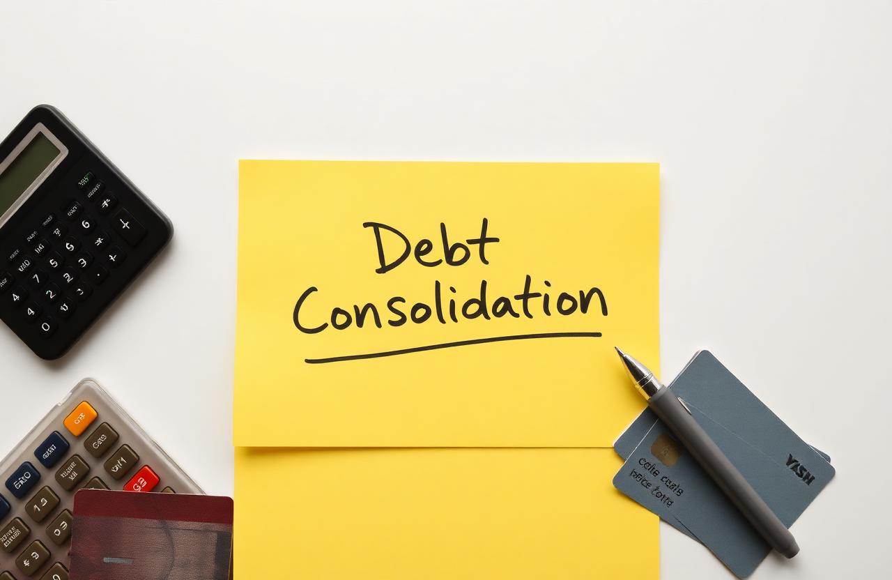 Yellow notepad with handwritten debt consolidation notes